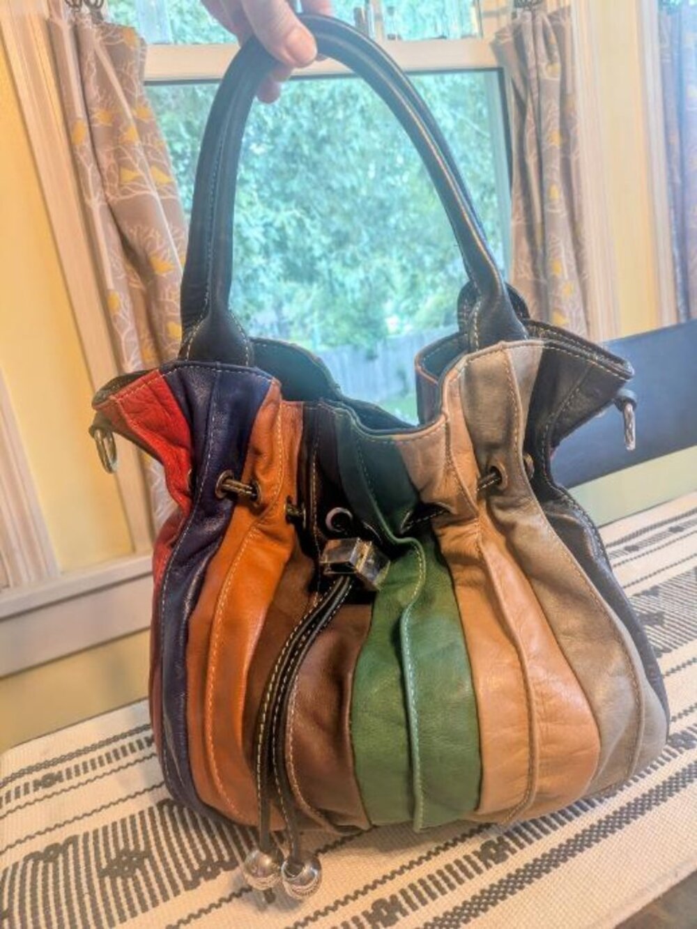 Borse in Pelle Patchwork Leather Bucket Bag in EUC